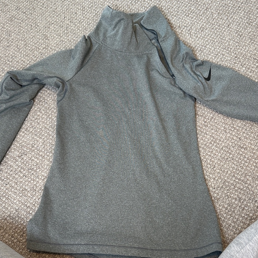 Nike Pro Dri-FIT Heather Gray Top with light fleece interior